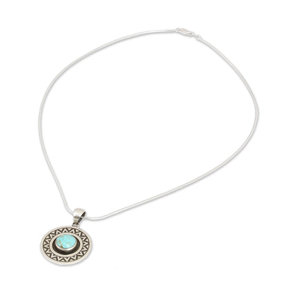 Zigzag Corona Turquoise & Silver Pendant Necklace