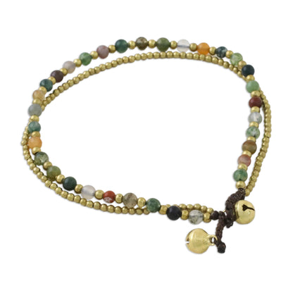 Valley of Color Handmade Multi-Color Agate Brass Beaded Anklet with Loop