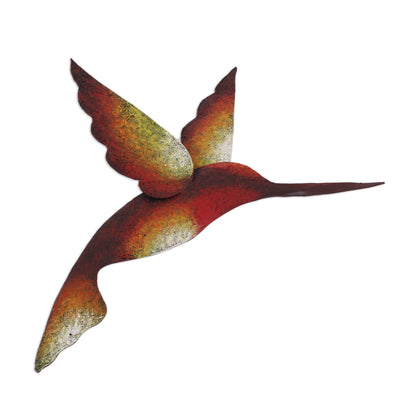 Delightful Hummingbird Artisan Handcrafted Hummingbird Steel Wall Sculpture