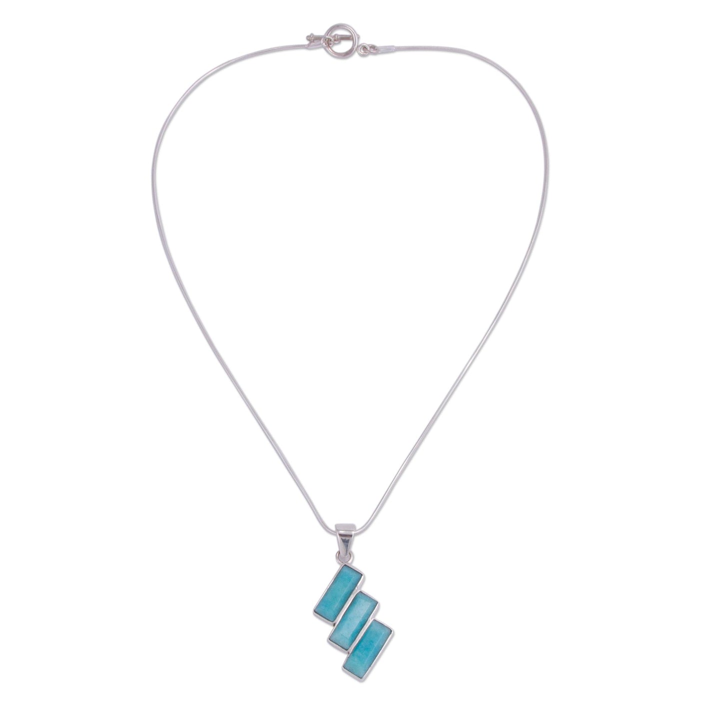 Distinguished Diagonals Fair Trade Modern Amazonite Necklace in Andean 925 Silver