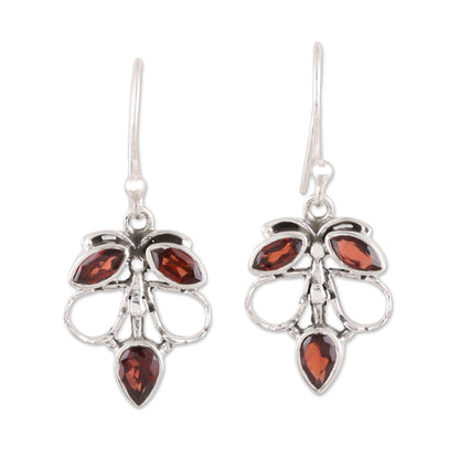 Burnt Leaves Handmade 925 Sterling Silver Garnet Autumn Leaf Earrings