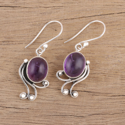 Pleasing Violet Handmade 925 Sterling Silver Amethyst Dangle Earrings