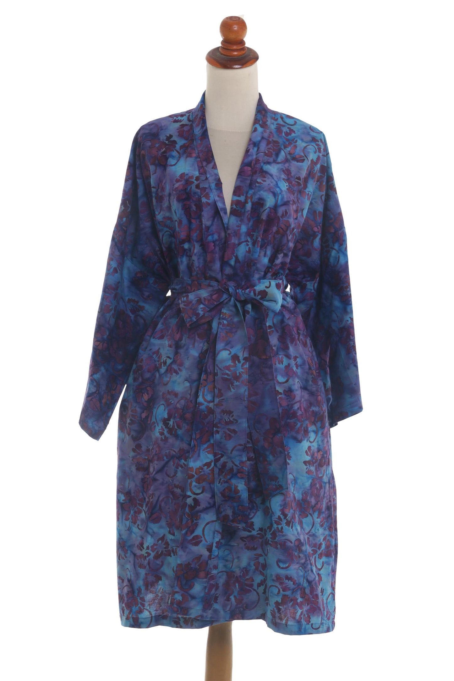 Moonlit Blossoms 100% Cotton Artisan Batik Robe