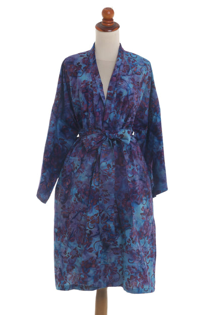 Moonlit Blossoms 100% Cotton Artisan Batik Robe