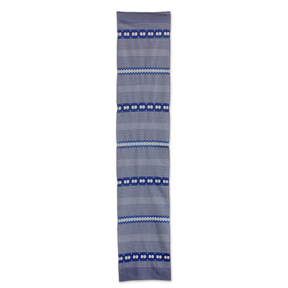 Striped Paths in Graphite Handwoven Striped Table Runner in Graphite from Guatemala