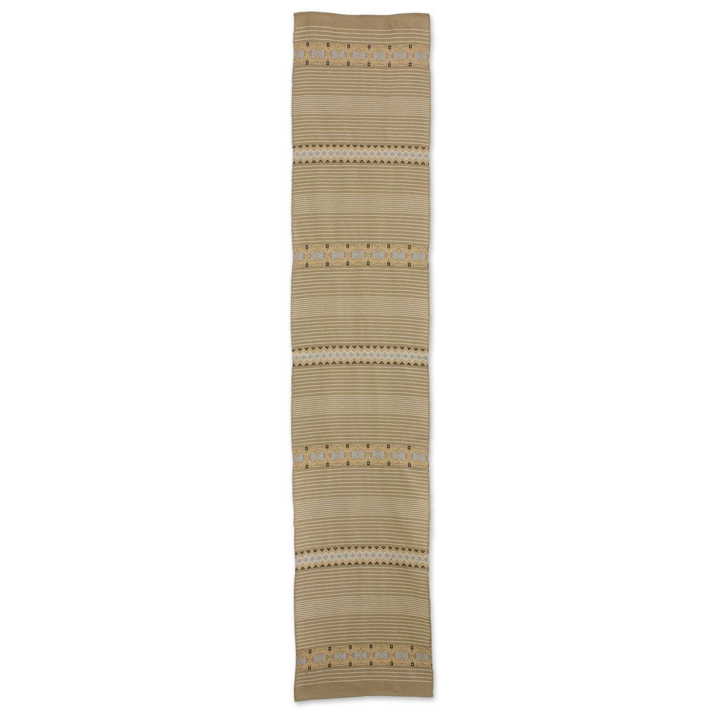 Striped Paths in Khaki Handwoven Striped Table Runner in Khaki from Guatemala