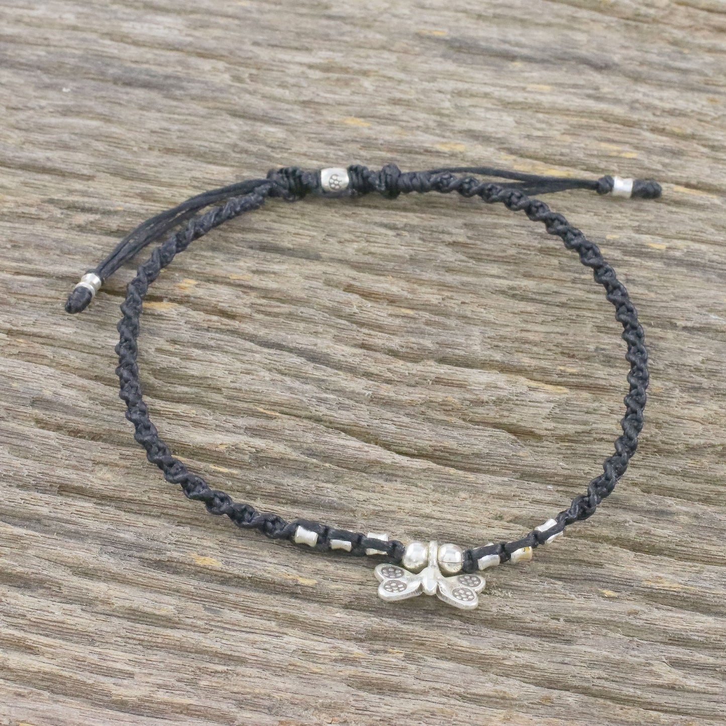 Cute Butterfly Karen Silver Butterfly Charm Anklet from Thailand