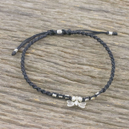 Cute Butterfly Karen Silver Butterfly Charm Anklet from Thailand
