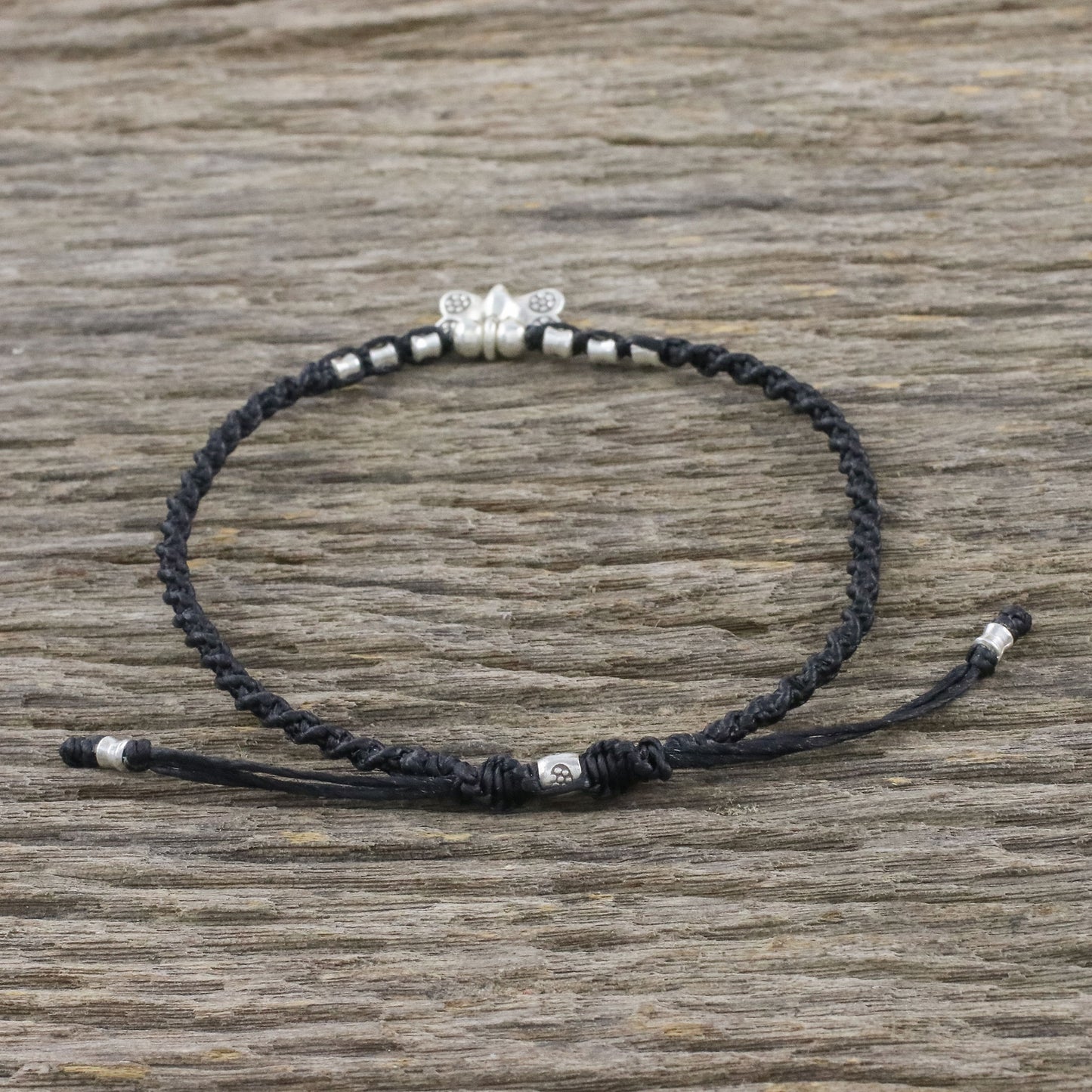 Cute Butterfly Karen Silver Butterfly Charm Anklet from Thailand