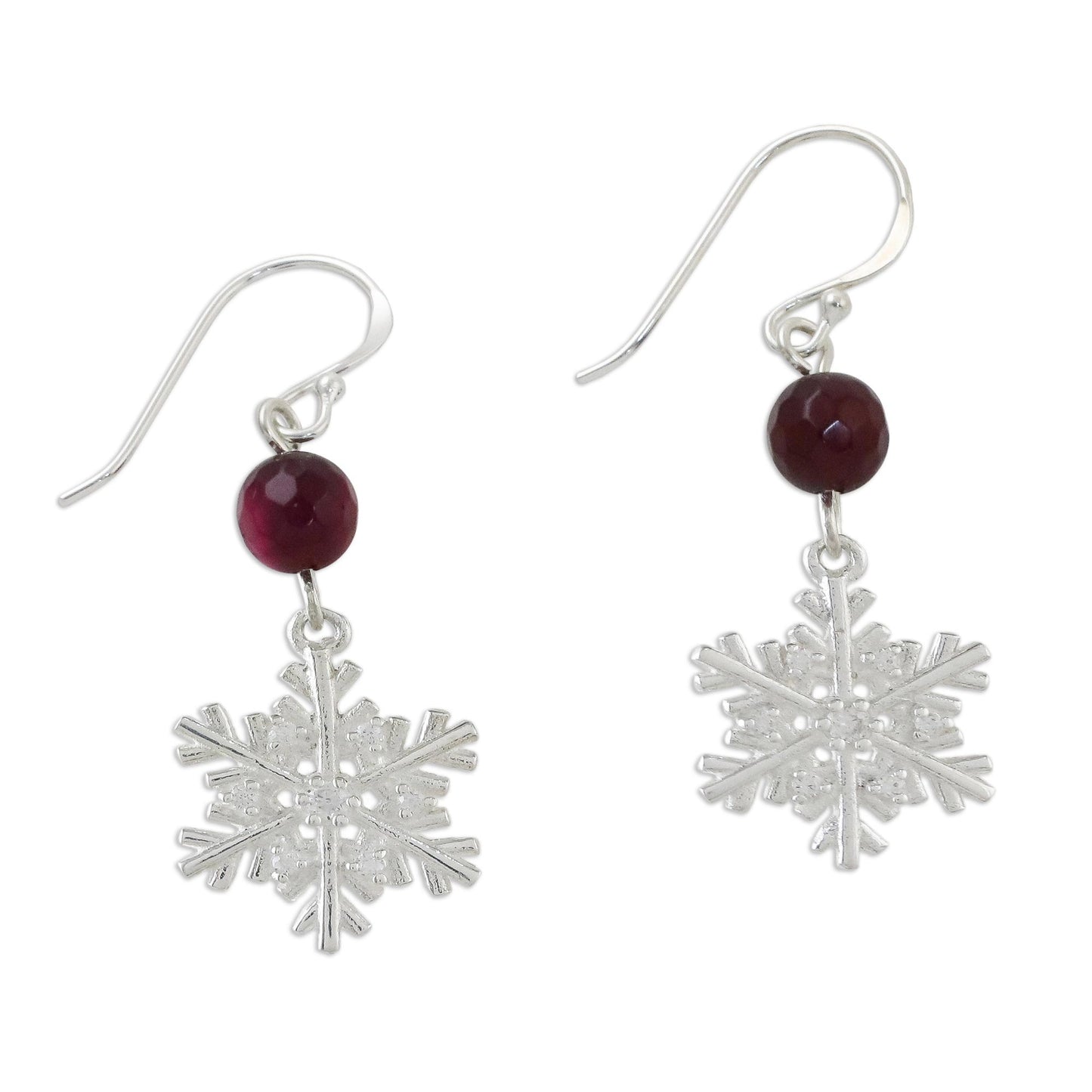 Winter Wonderland Sterling Silver Snowflake Earrings with Chalcedony
