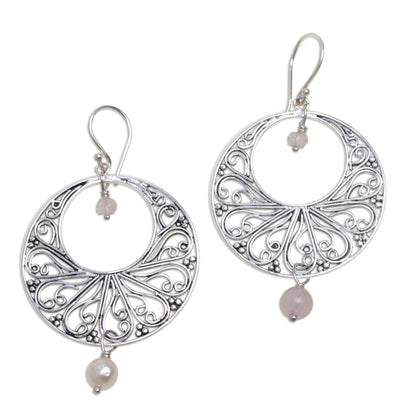 Ballroom Dance Handmade 925 Sterling Silver Rose Quartz Dangle Earrings