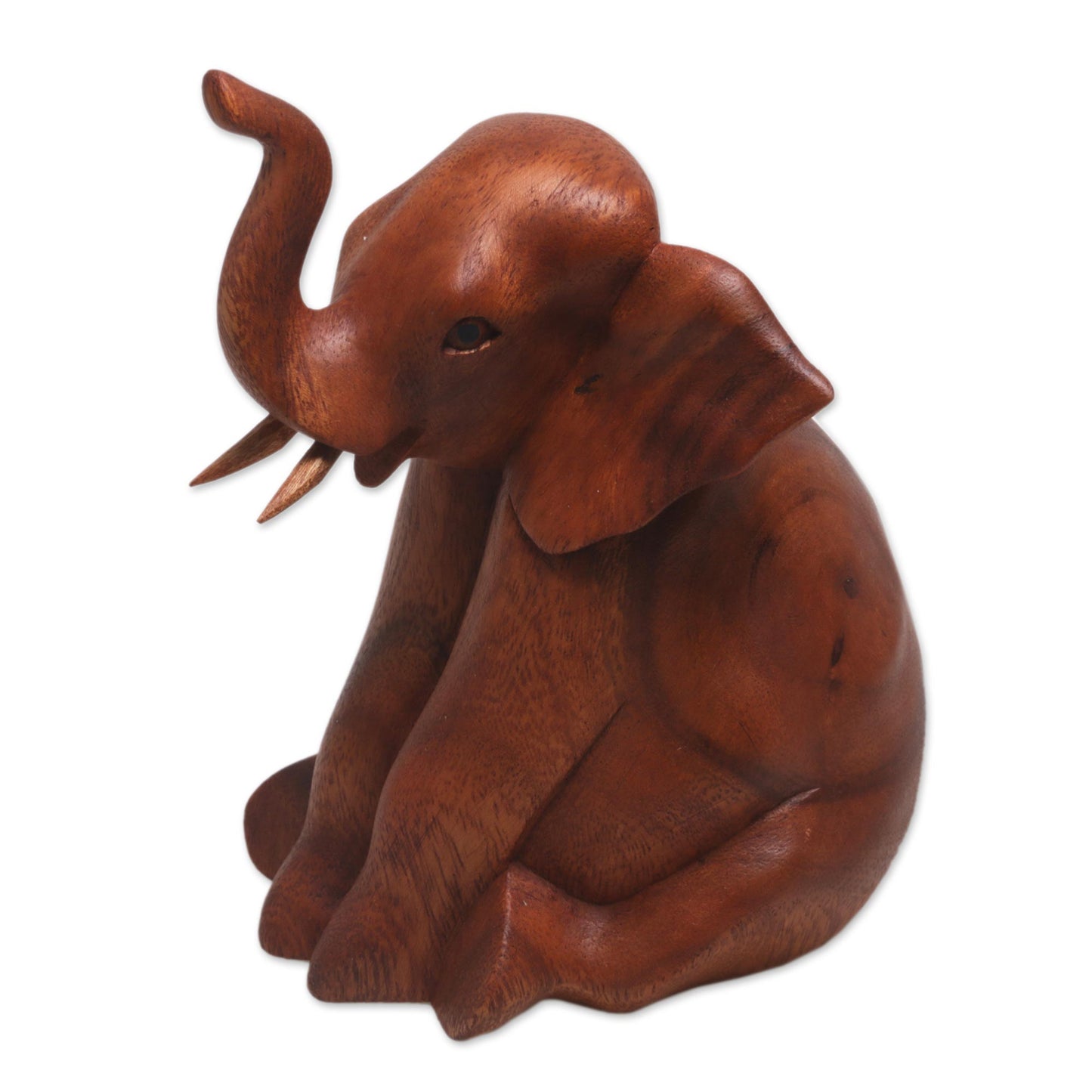 Elephant Child Hand Carved Suar Wood Baby Elephant Sculpture