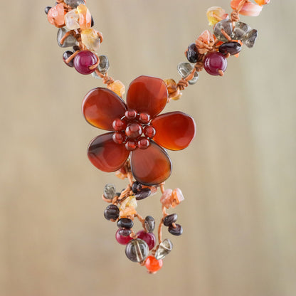 Dazzling Bloom Multi-Gem Flower Necklace