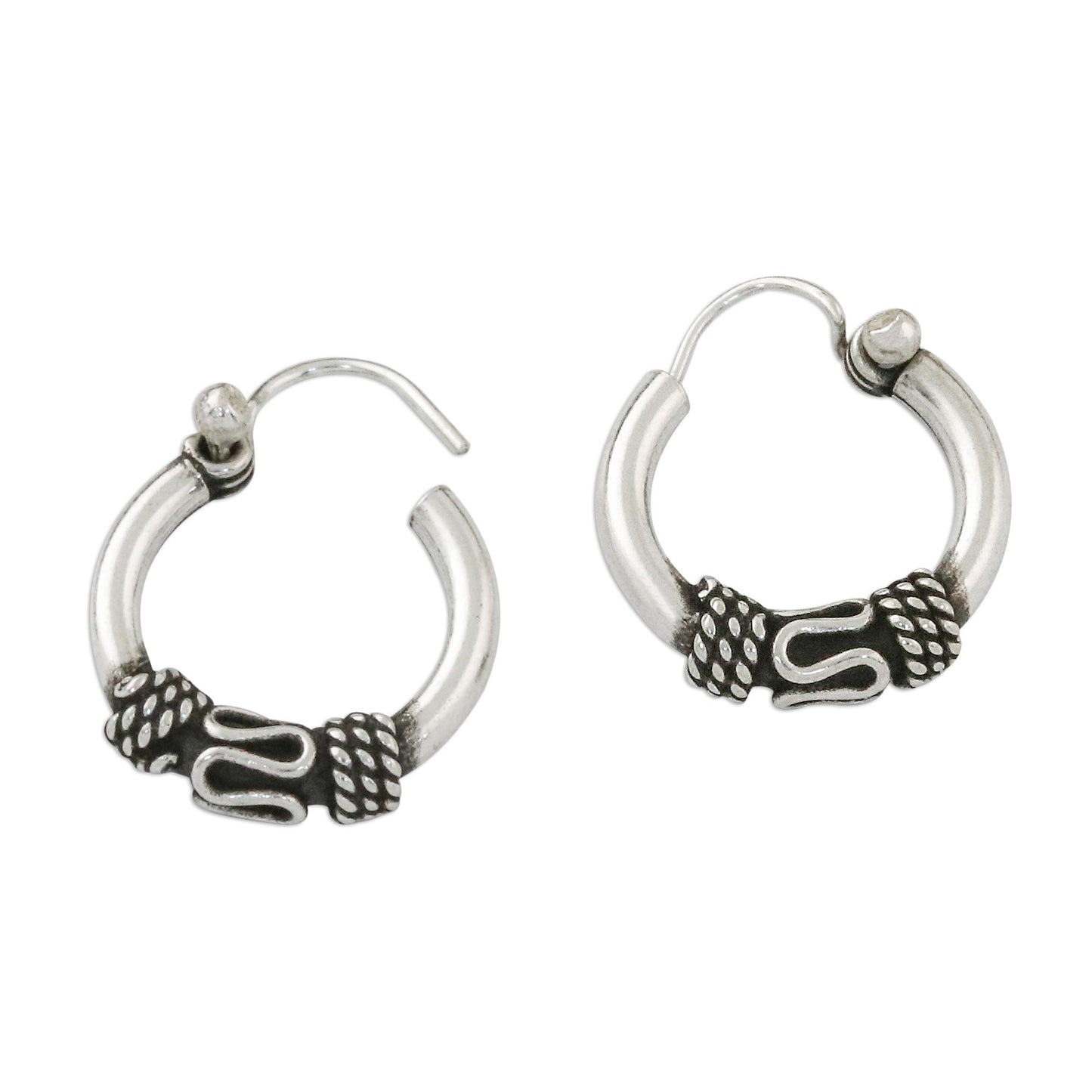 Thai Flair Hand Crafted Sterling Silver Hoop Earrings from Thailand