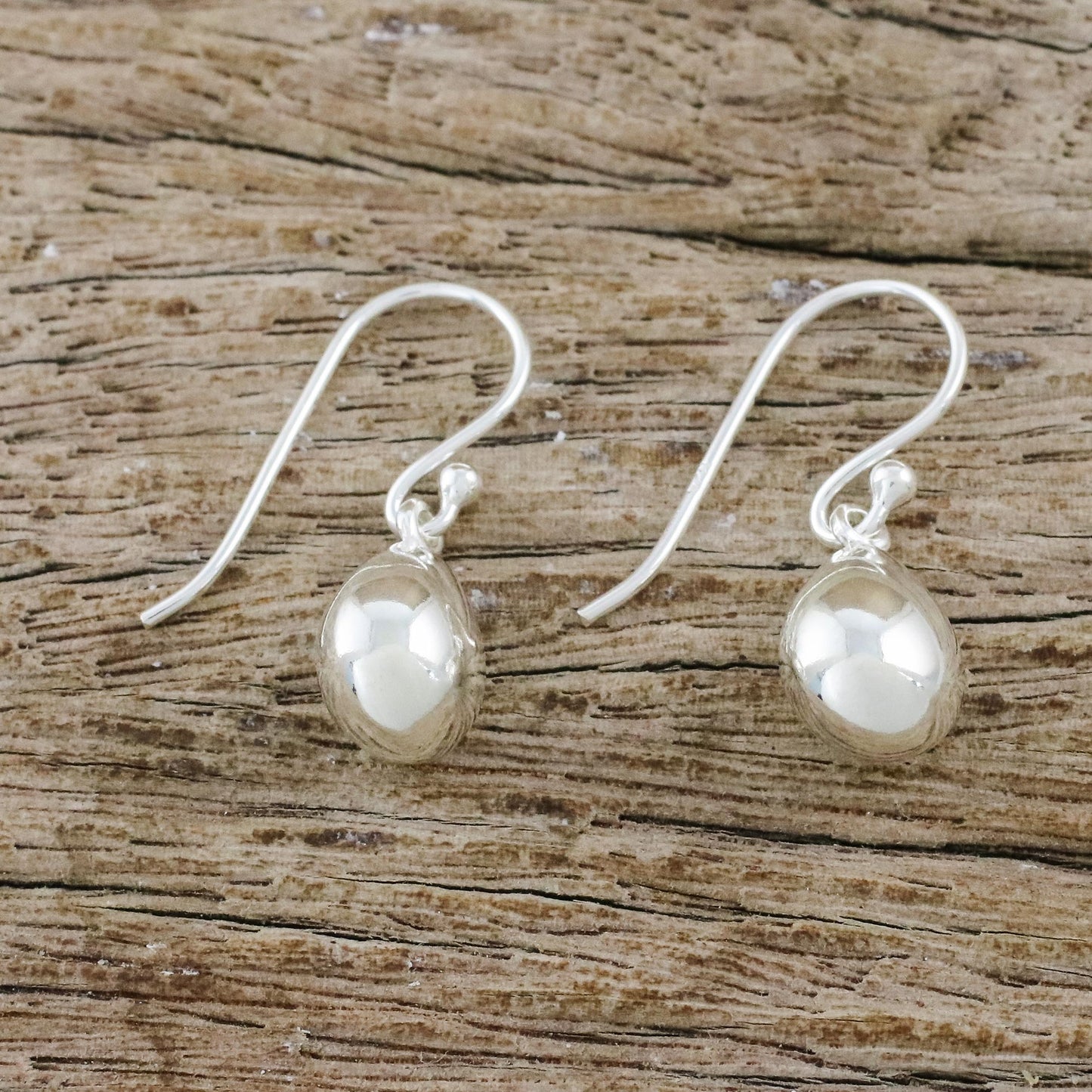 Reflective Drops High-Polish Sterling Silver Dangle Earrings from Thailand