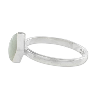 Love Rhombus in Light Green Rhombus Light Green Jade Single-Stone Ring from Guatemal