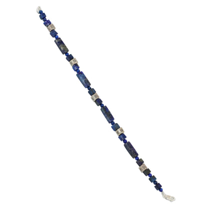 Indigo Dream Lapis Lazuli and Silver Beaded Bracelet from Thailand