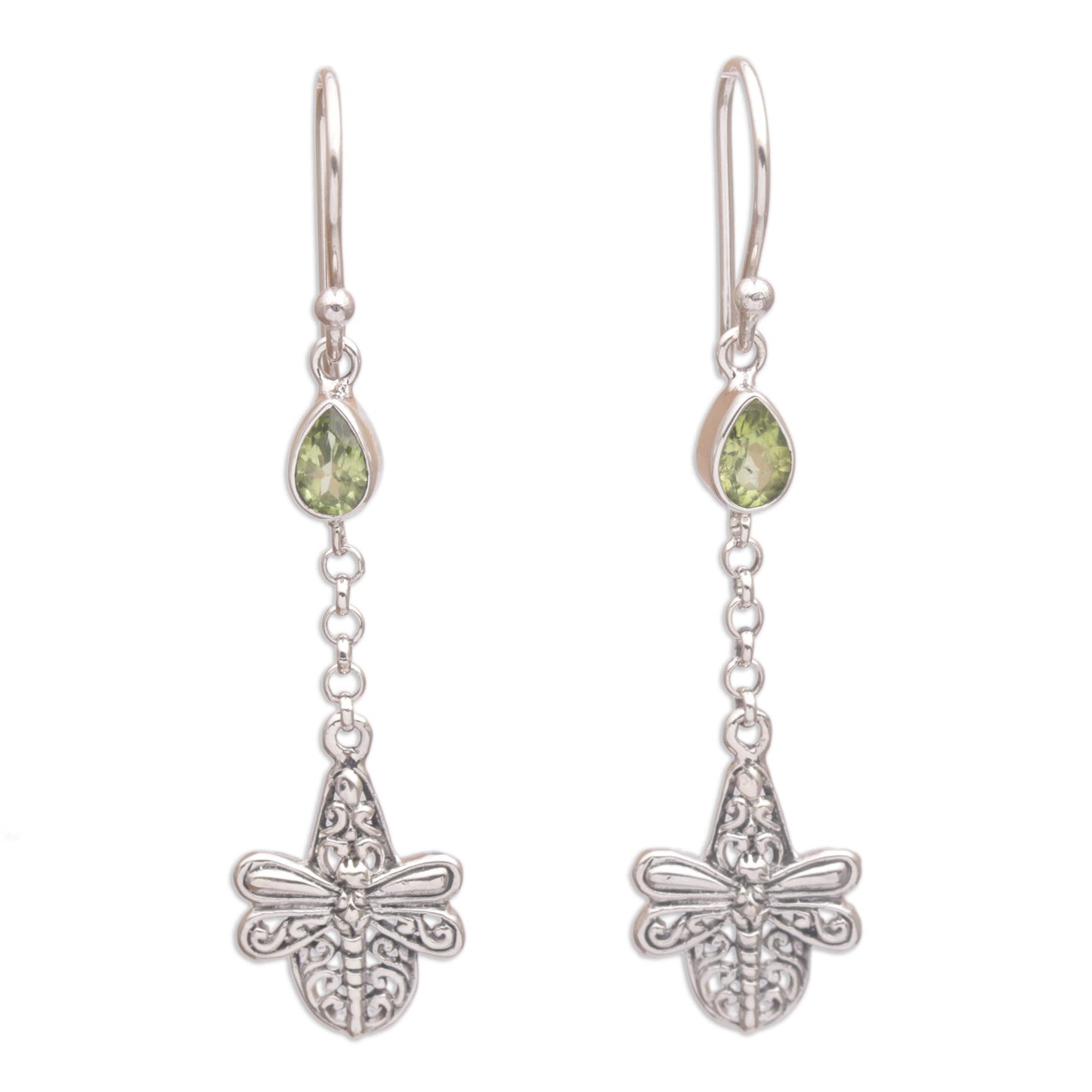 Dragonfly Altar Handmade 925 Sterling Silver Peridot Dragonfly Earrings