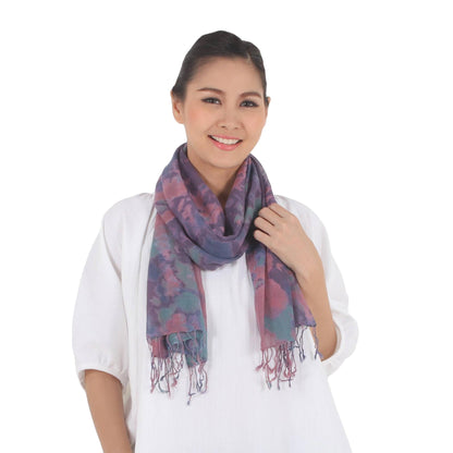 Fantastic Colors Tied-Dyed Cotton Wrap Scarf in Pink and Purple from Thailand