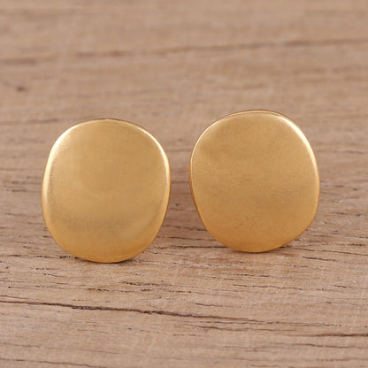 Vibrant Buttons Handmade 22k Gold Plated Sterling Silver Stud Earrings