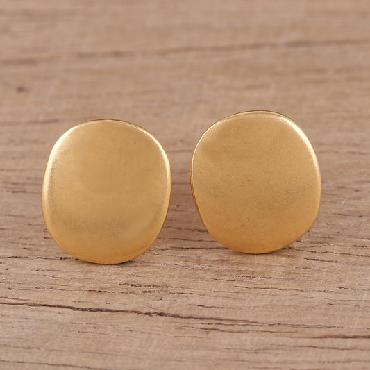 Vibrant Buttons Handmade 22k Gold Plated Sterling Silver Stud Earrings