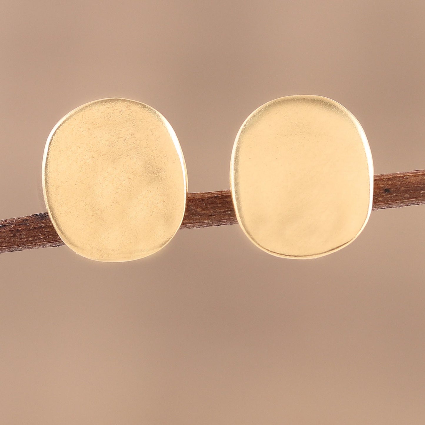 Vibrant Buttons Handmade 22k Gold Plated Sterling Silver Stud Earrings