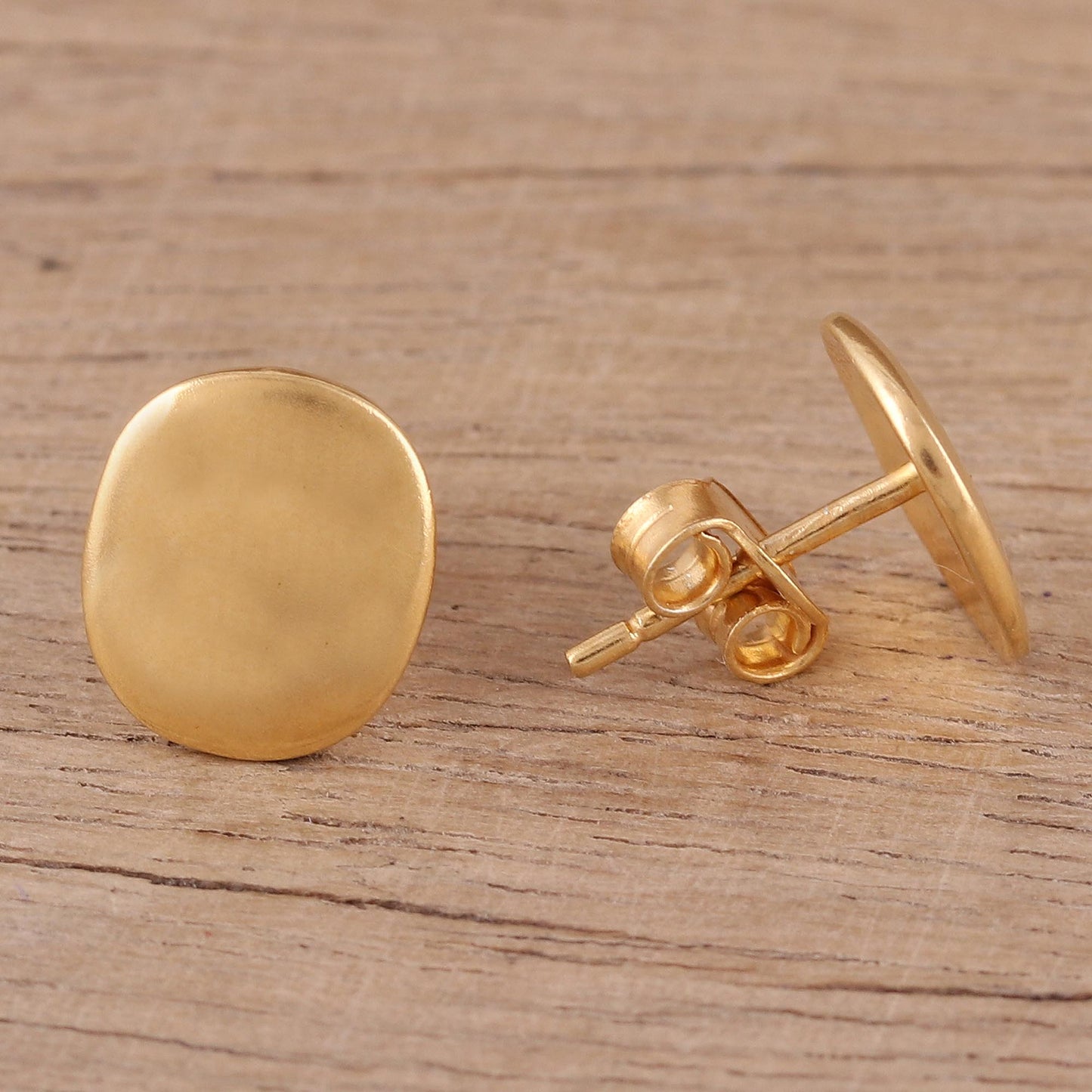 Vibrant Buttons Handmade 22k Gold Plated Sterling Silver Stud Earrings