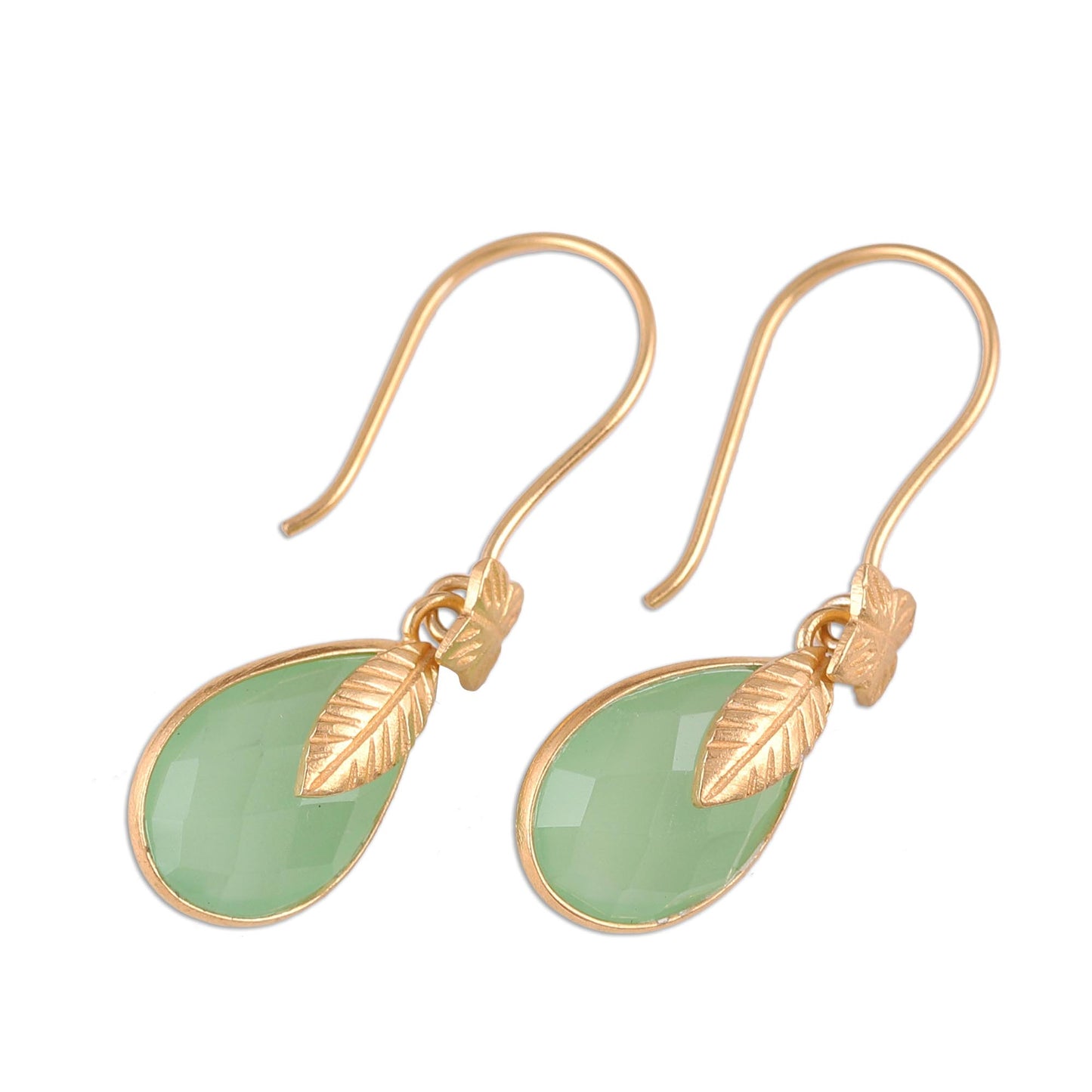 Garden Glory Handmade 22k Gold Plated Chalcedony Dangle Earrings