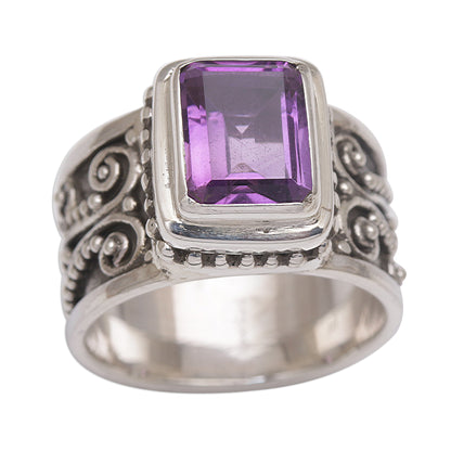 Quadratic Agreement Handmade 925 Sterling Silver Purple Amethyst Cocktail Ring