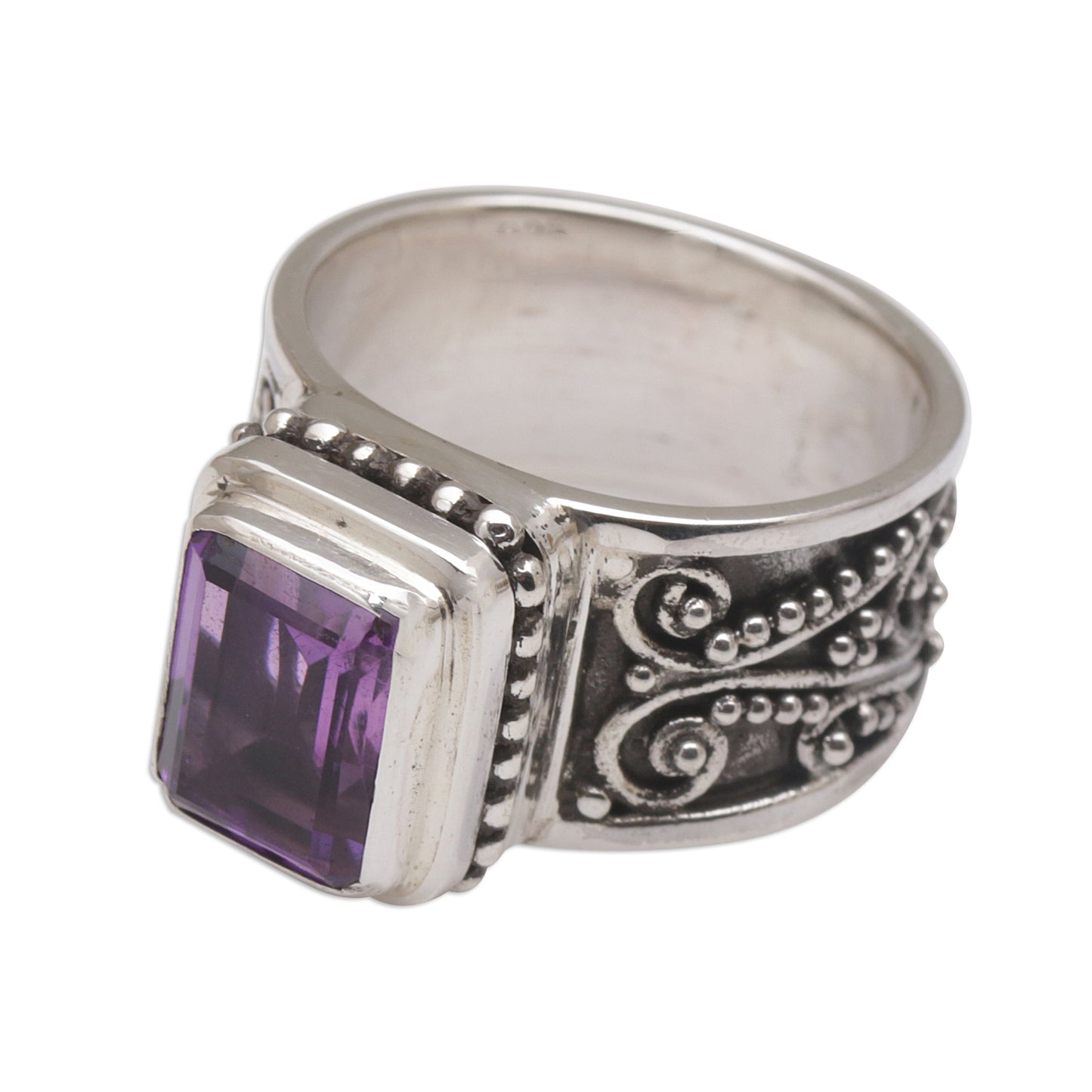 Quadratic Agreement Handmade 925 Sterling Silver Purple Amethyst Cocktail Ring