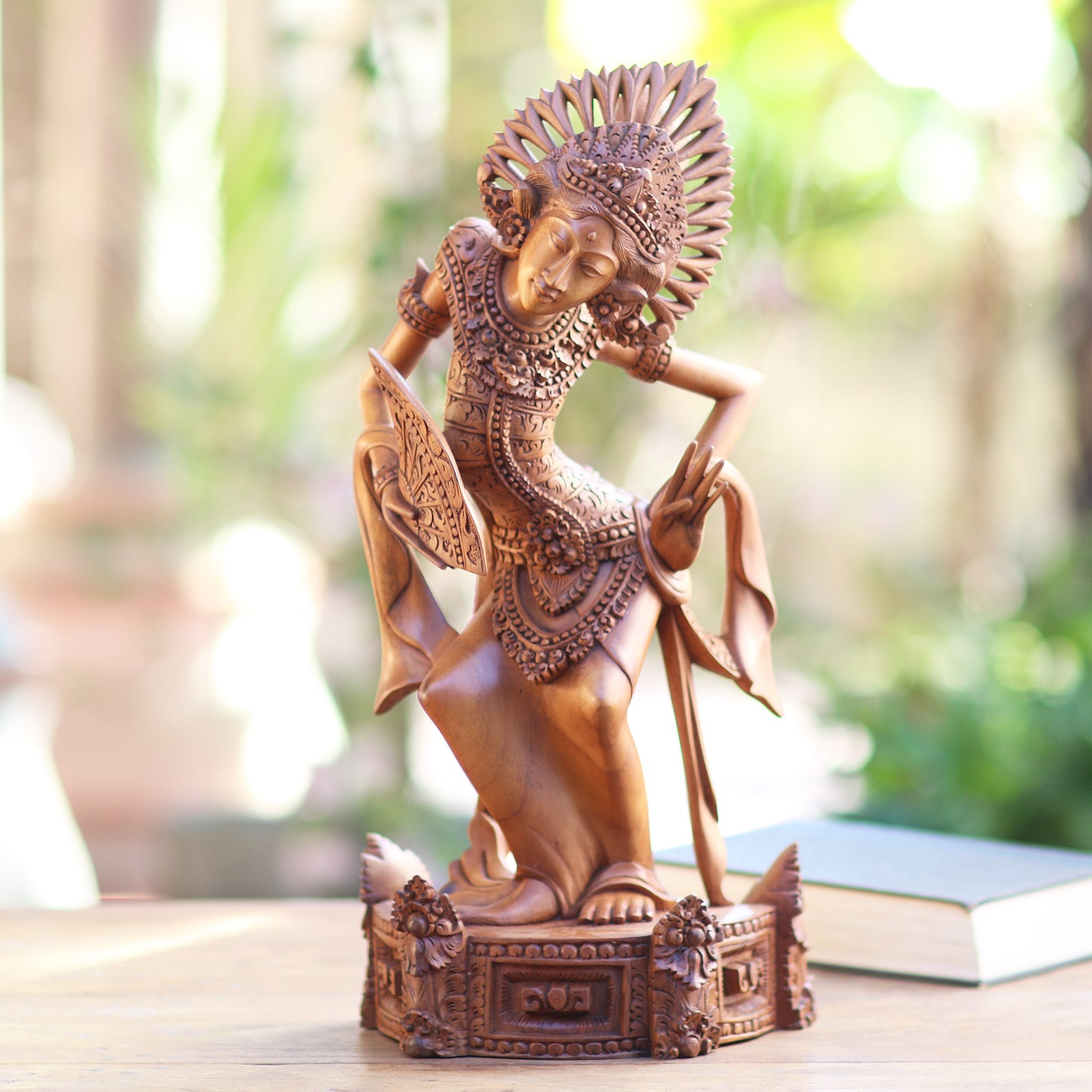 Janger Beauty Suar Wood Hand Carved Janger Dancer Sculpture