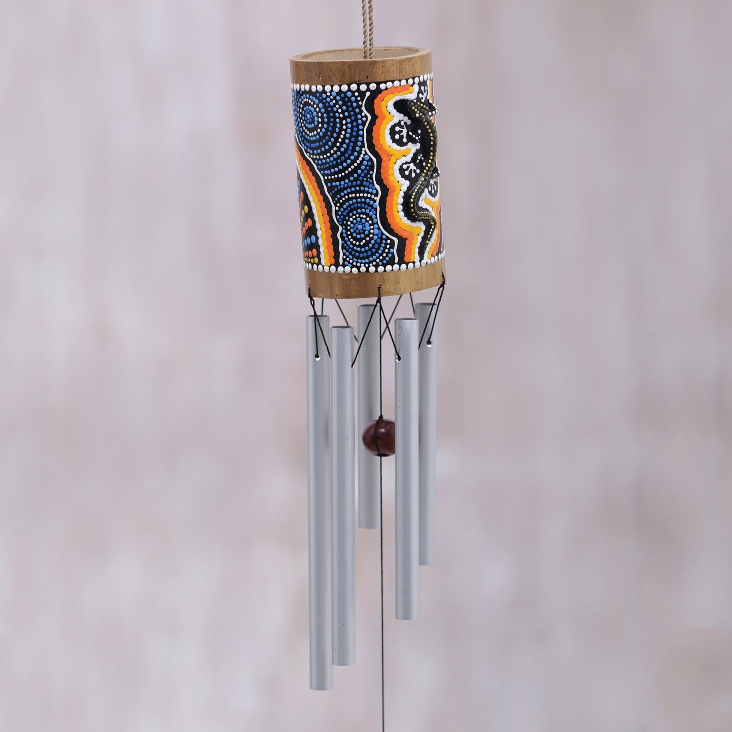Papua Gecko Hand-Painted Gecko-Themed Bamboo Wind Chimes from Bali