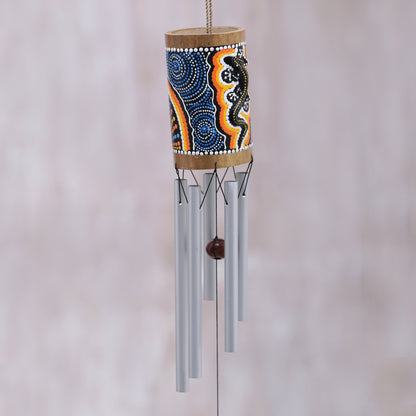 Papua Gecko Hand-Painted Gecko-Themed Bamboo Wind Chimes from Bali