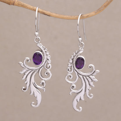 By the Wind Amethyst and Sterling Silver Dangle Earrings from Bali