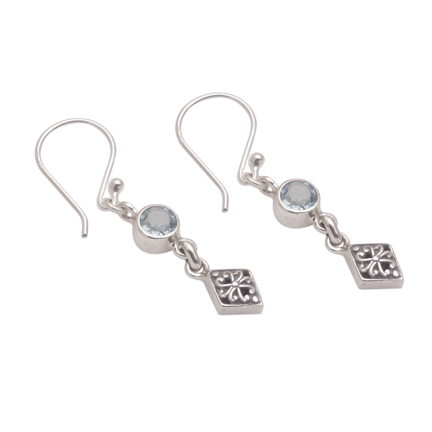 Sky Serenade Blue Topaz and Sterling Silver Dangle Earrings from Bali