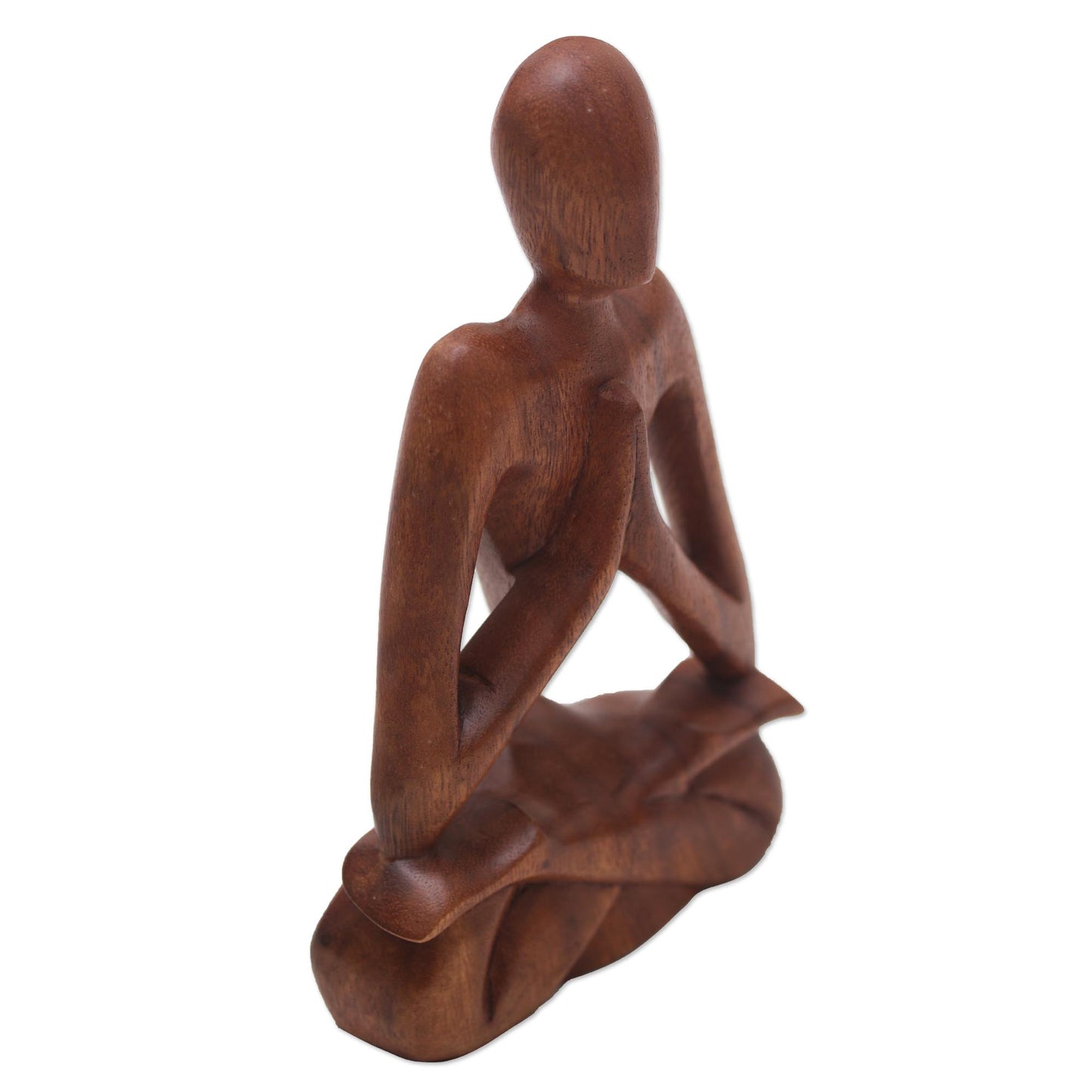 Natural Meditation Wood Lotus Meditation Yoga Sculpture Hand Carved in Bali