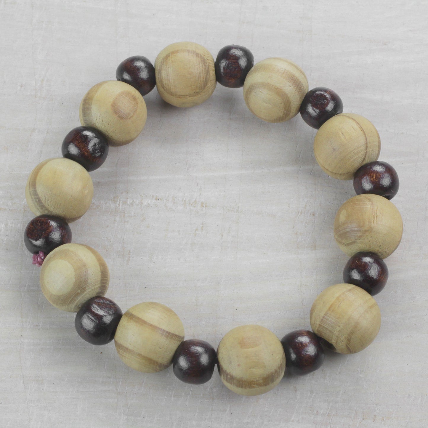 Circle of Beauty Handcrafted Sese Wood Beaded Stretch Bracelet from Ghana