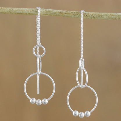 Cascading Circles Sterling Silver Cascading Circles Threader Earrings