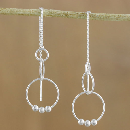 Cascading Circles Sterling Silver Cascading Circles Threader Earrings