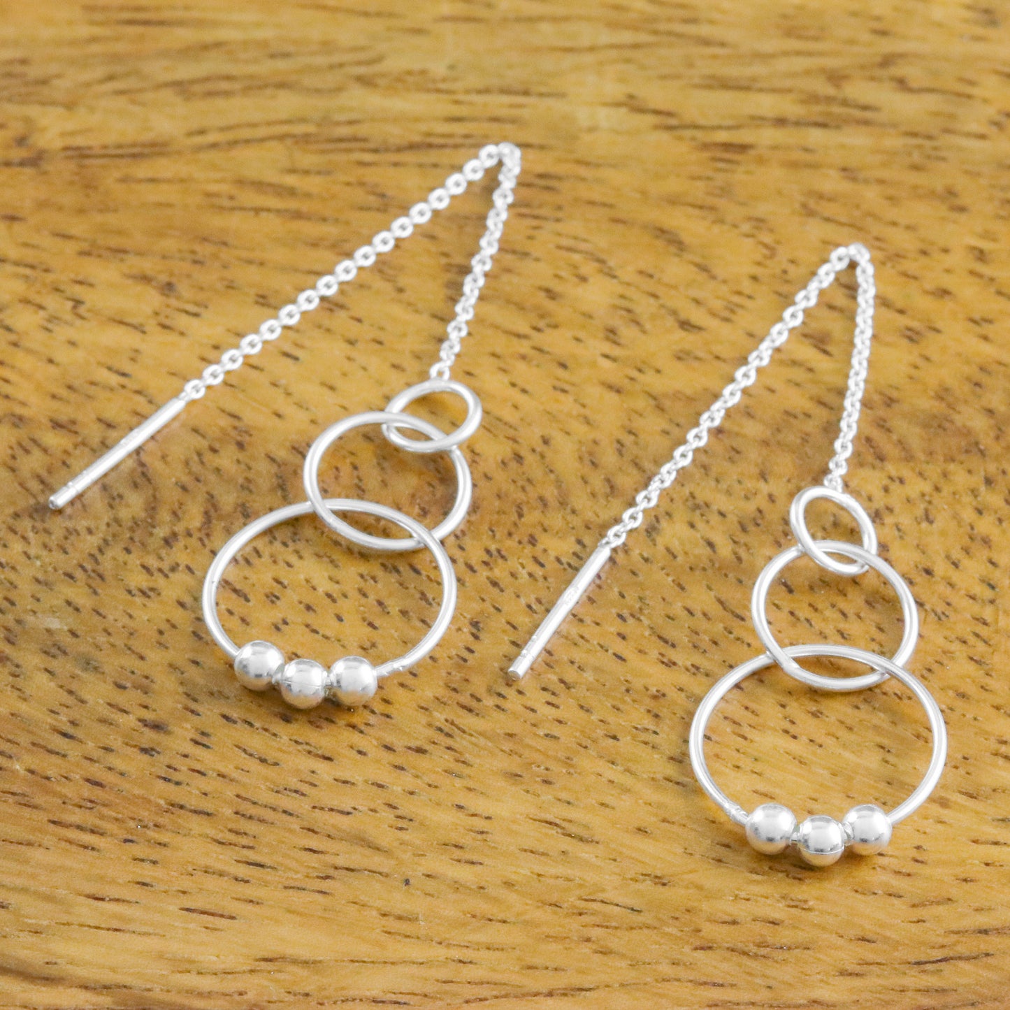 Cascading Circles Sterling Silver Cascading Circles Threader Earrings