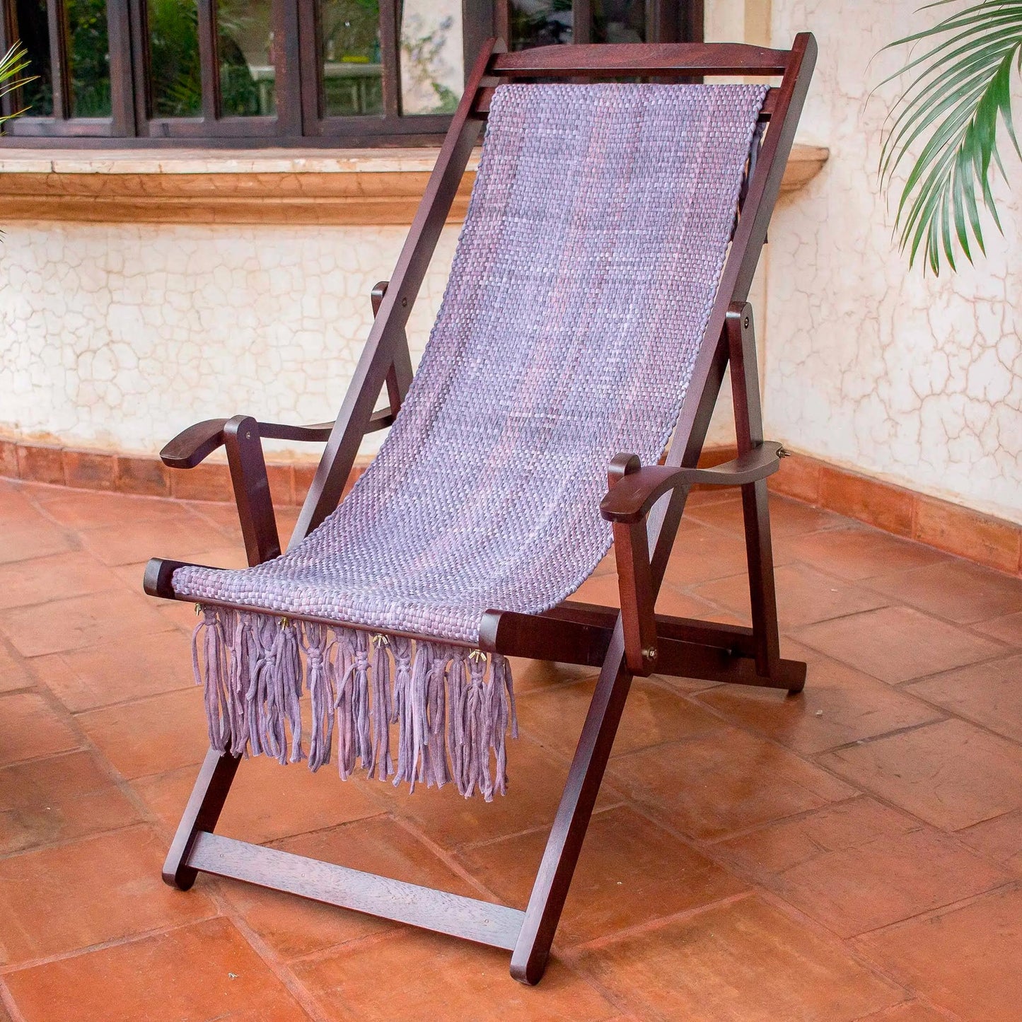 Oceanside Adjustable Frame Purple Recycled Cotton Blend Hammock Chair