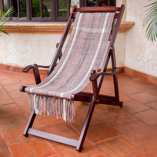 Seaside Adjustable Frame Beige Recycled Cotton Blend Hammock Chair