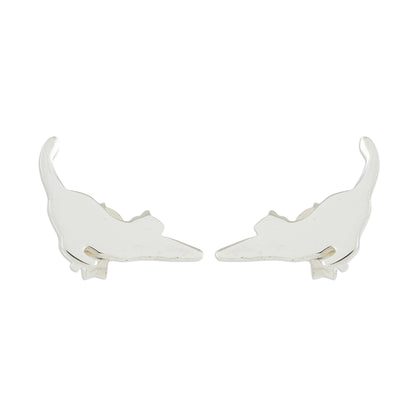 Stretching Cats Handcrafted Sterling Silver Stretching Cat Button Earrings