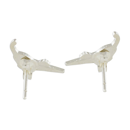 Stretching Cats Handcrafted Sterling Silver Stretching Cat Button Earrings