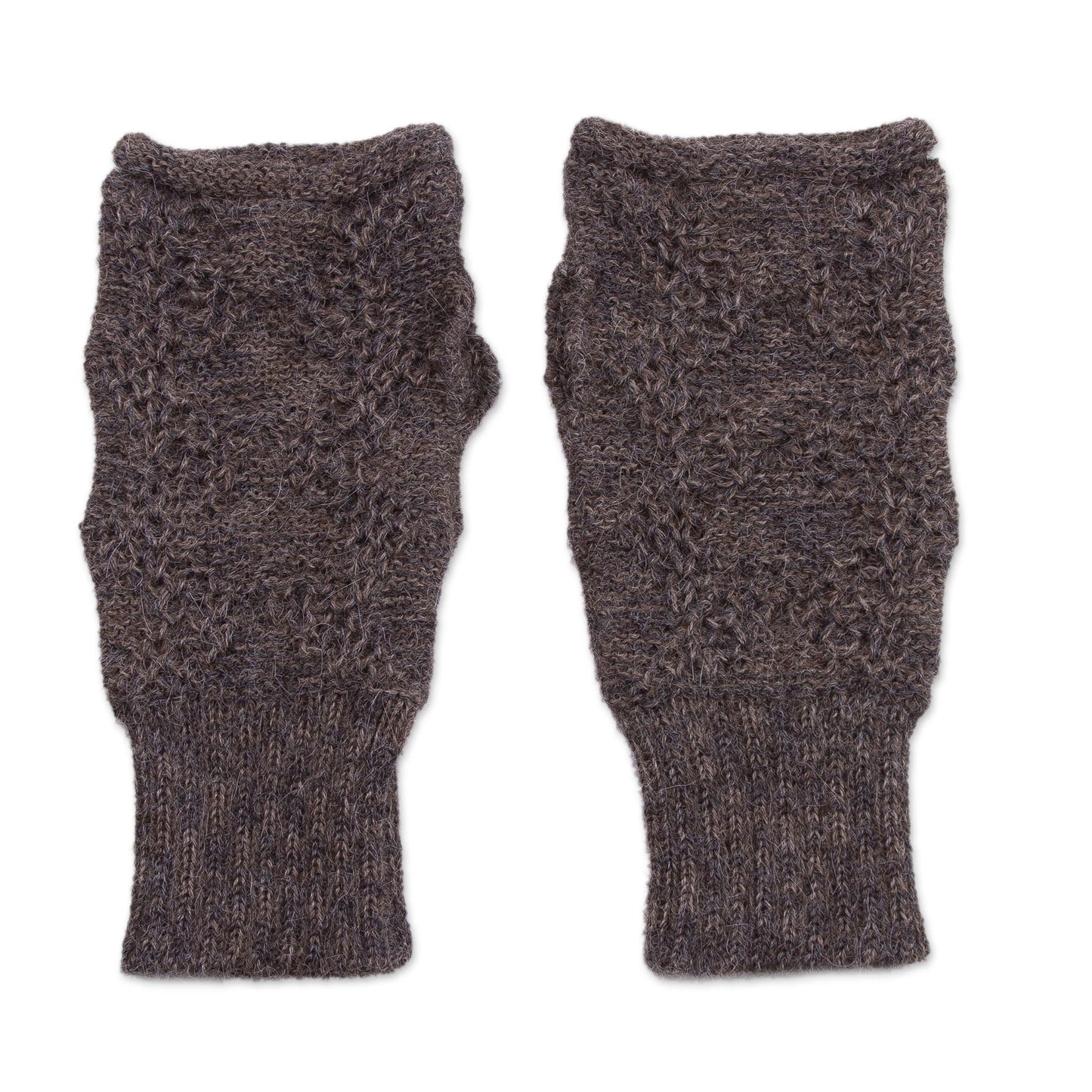 Urubamba Beauty in Graphite 100% Alpaca Fingerless Gloves in Graphite from Peru