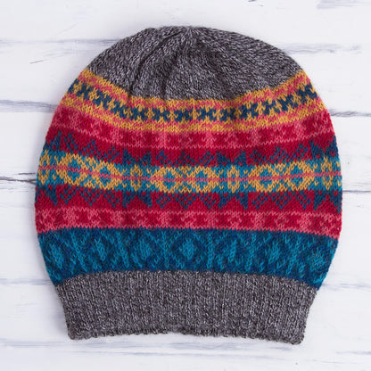 Multicolored Inca Multicolored Knit 100% Alpaca Hat from Peru