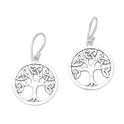 Knotting Tree Celtic Knot Tree Sterling Silver Dangle Earrings from Bali