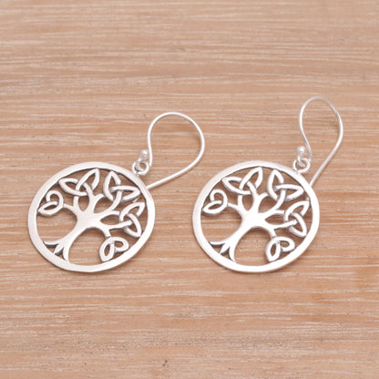 Knotting Tree Celtic Knot Tree Sterling Silver Dangle Earrings from Bali