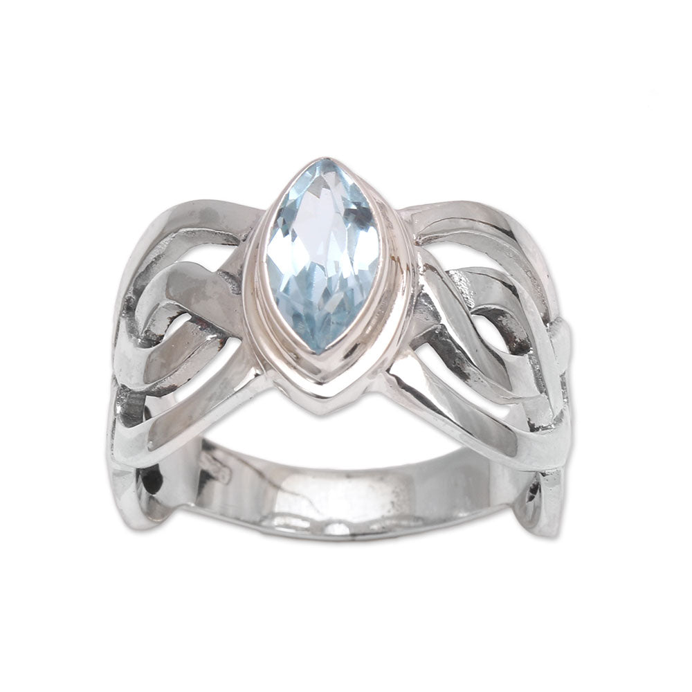 Aurora Wave Blue Topaz and Sterling Silver Cocktail Ring from Bali