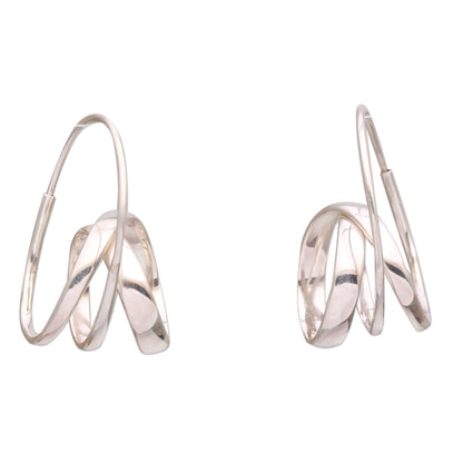 Modern Curls Silver Hoop Earrings